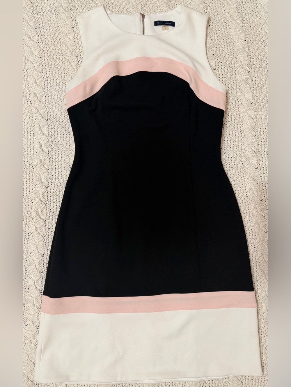 Tommy Hilfiger Size 4 Colorblock Sheath Dress Black White Pink